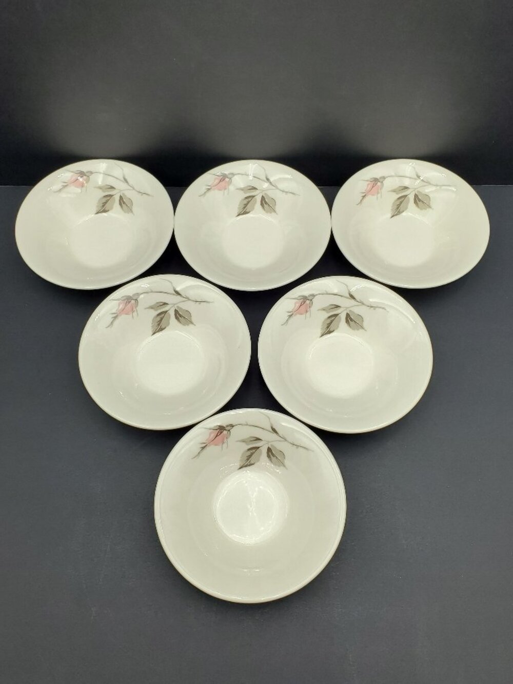Knowles Dawn Rose Dessert Fruit Bowls Pink Rosebud Berry Bowls